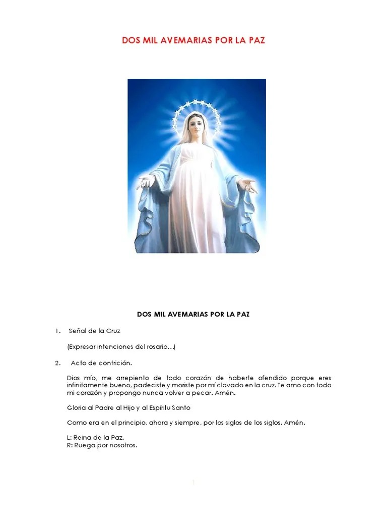 Dos Mil Avemarias Por La Paz | PDF | María, Madre De Jesús | Orador Del Señor
