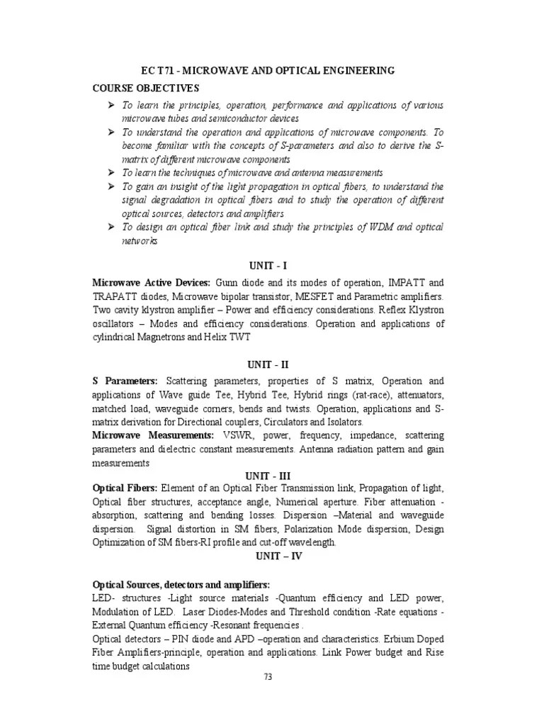 7th Sem Syllabus | PDF | Microwave | Antenna (Radio)