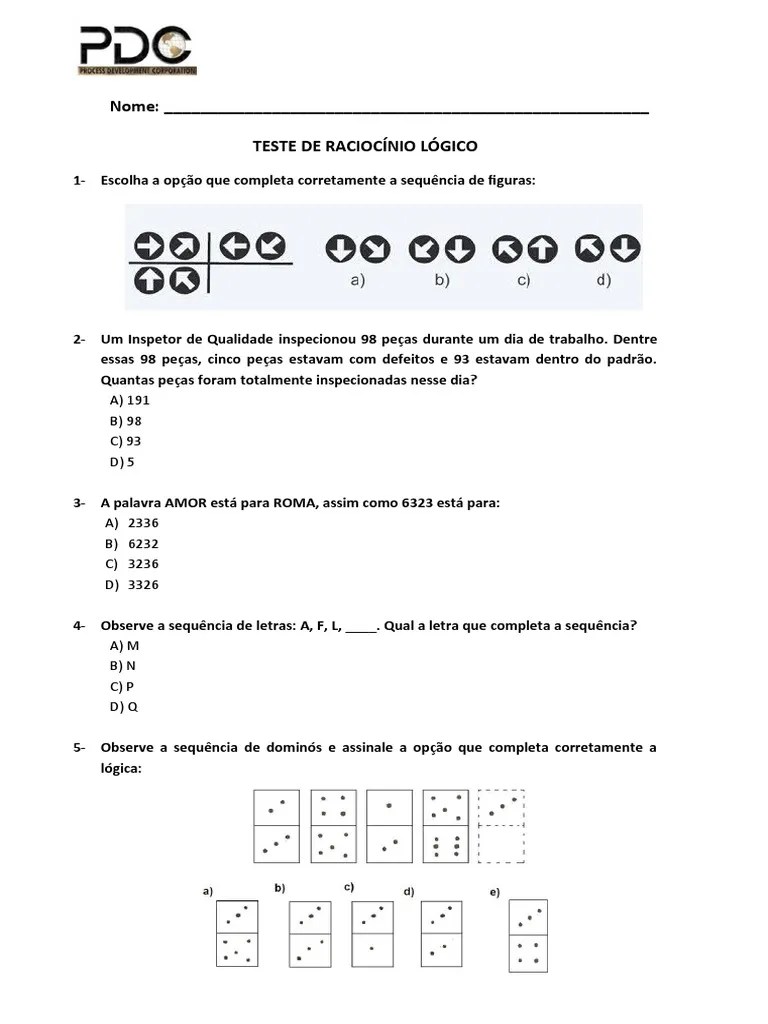 Teste De Raciocinio Logico | PDF