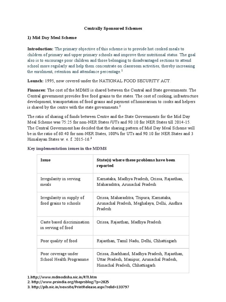 Centrally Sponsored Schemes | PDF | Health Sciences