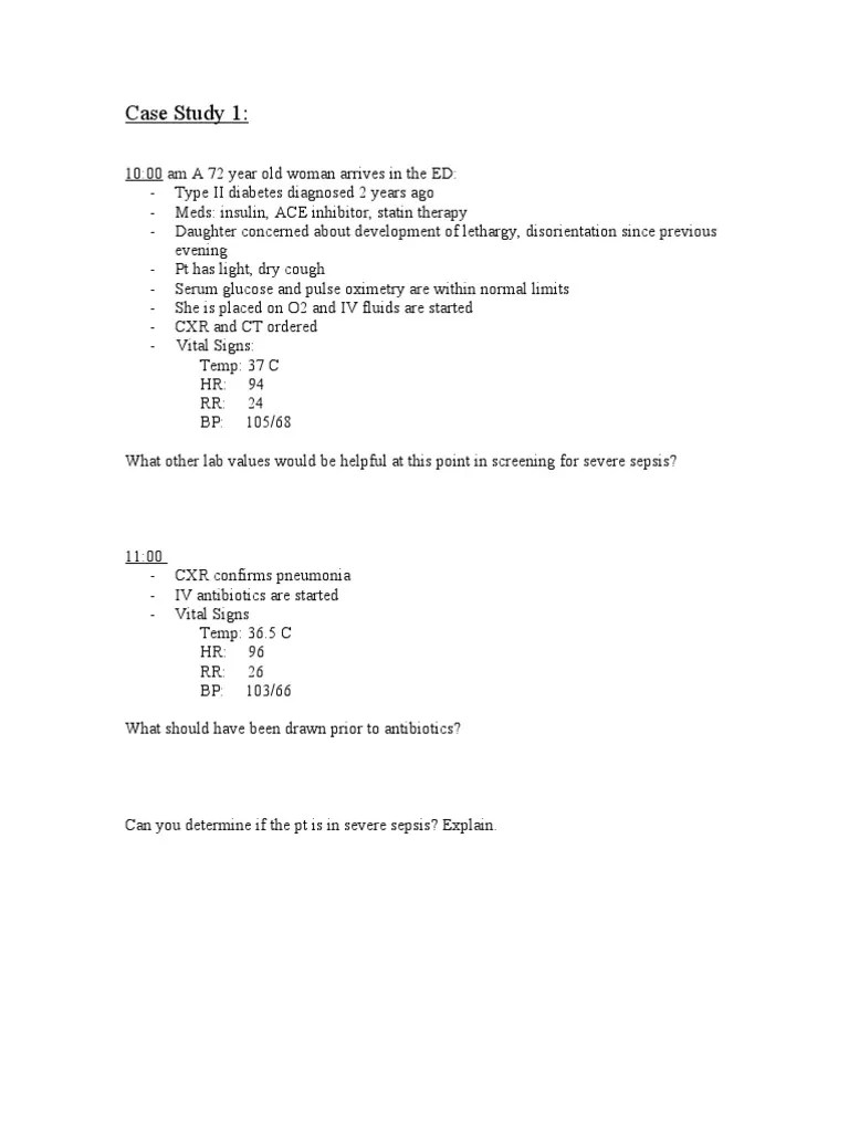 Sepsis Case Studies | PDF | Sepsis | Clinical Medicine