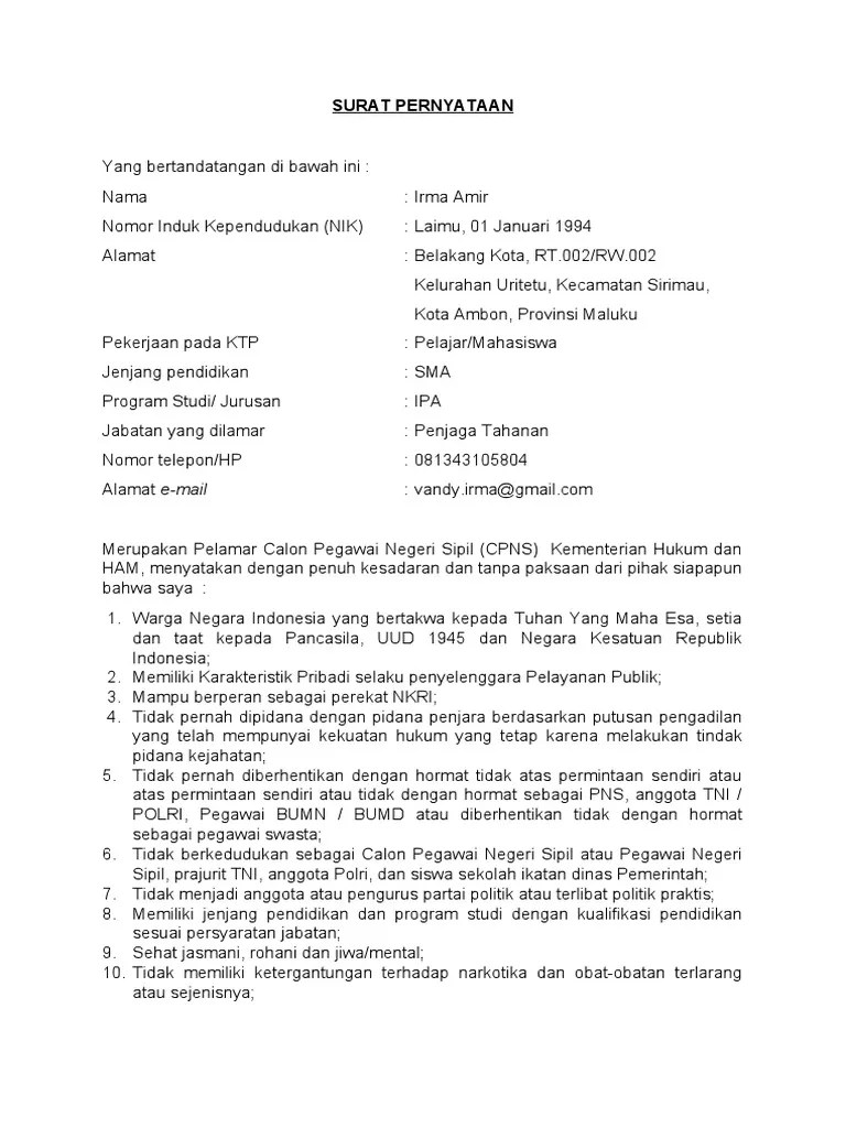 Surat Pernyataan | PDF