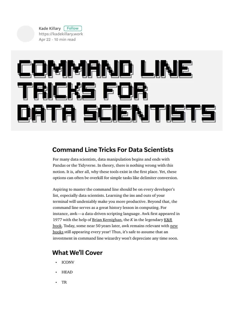 Command Line Tricks For Data Scientists - Kade Killary - Medium | PDF ...