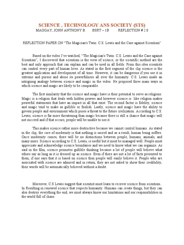 STS - Reflection 2.0 - Maggay, John Anthony B | PDF | Science ...