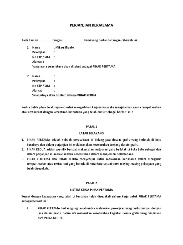 Perjanjian Kerjasama | PDF