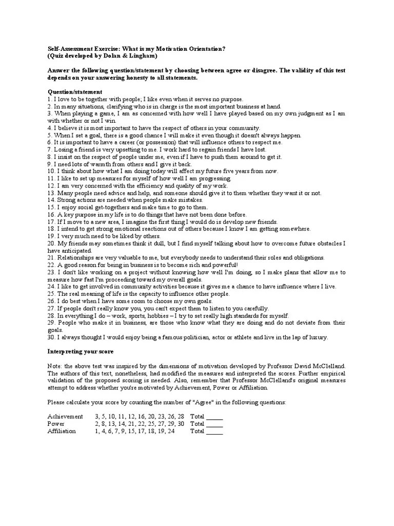 McClellands Theory | PDF | Power (Social And Political) | Motivational