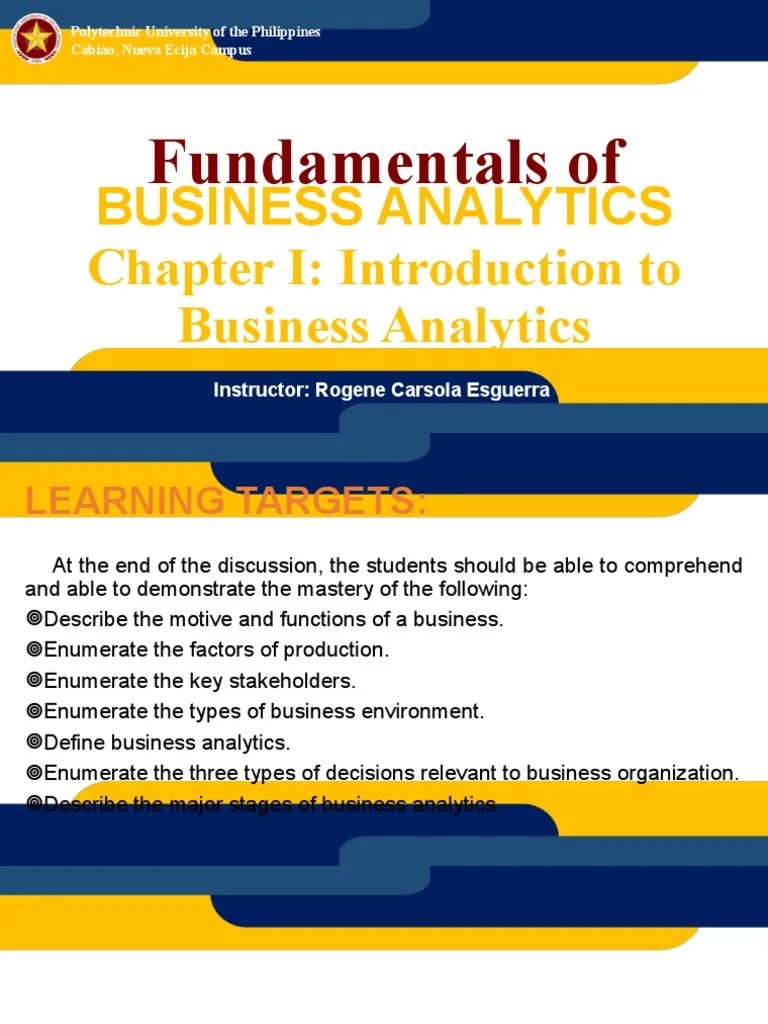 Buma 30083 Fundamentals Of Business Analytics Chapter I | PDF ...