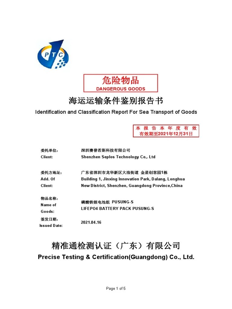 SEPLOS PUSUNG-R LiFePO4 Battery Pack Identification And Classification Report | PDF