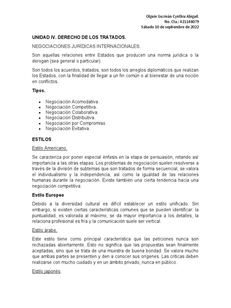 Unidad Iv. Derecho De Los Tratados. | PDF | Tratado | Ley Internacional