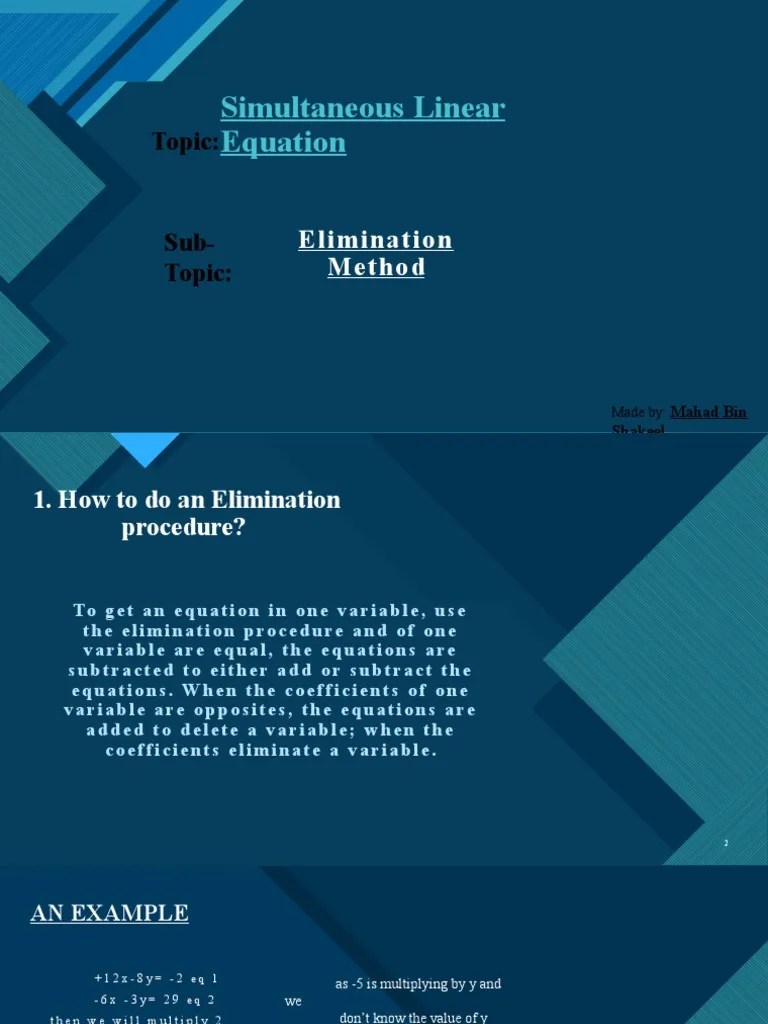 Simultaneous Linear Equation Project | PDF
