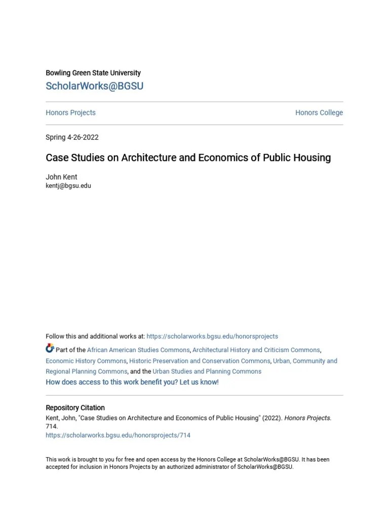 Case Studies On Architecture And Economics Of Public Housing | PDF