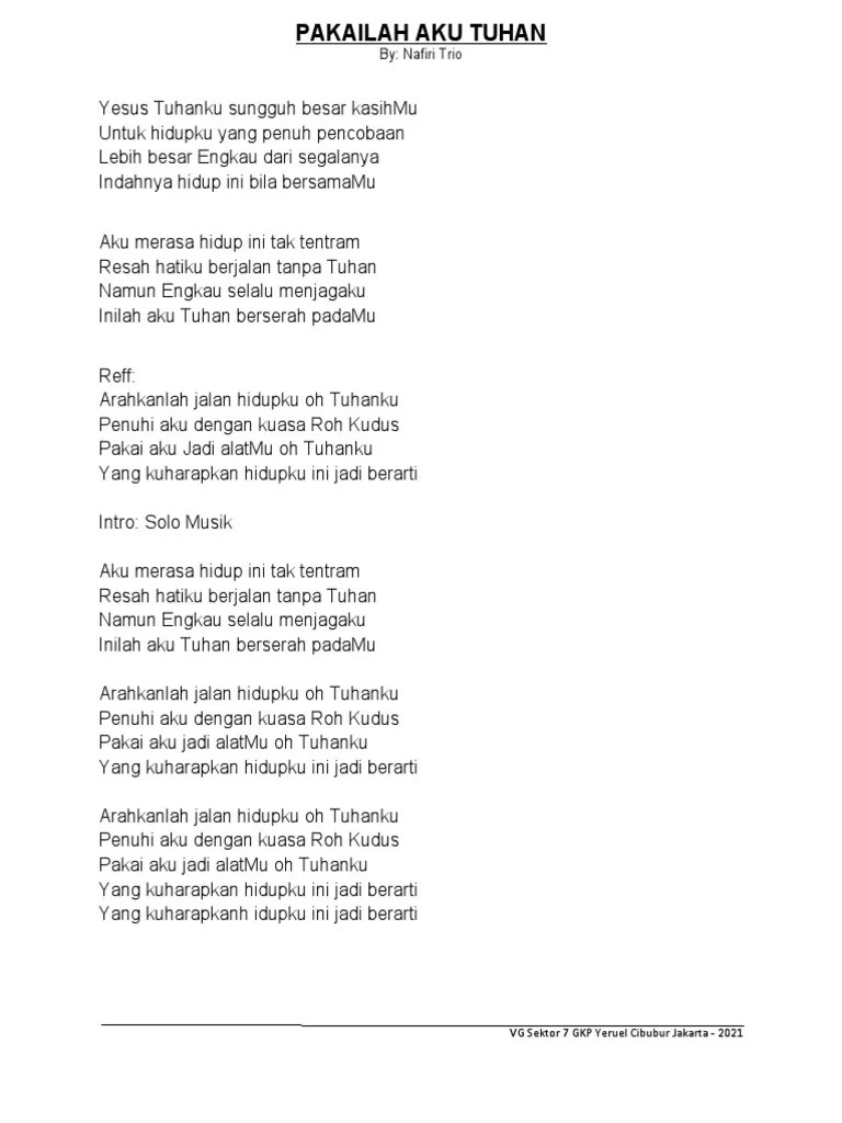 Pakailah Aku Tuhan | PDF