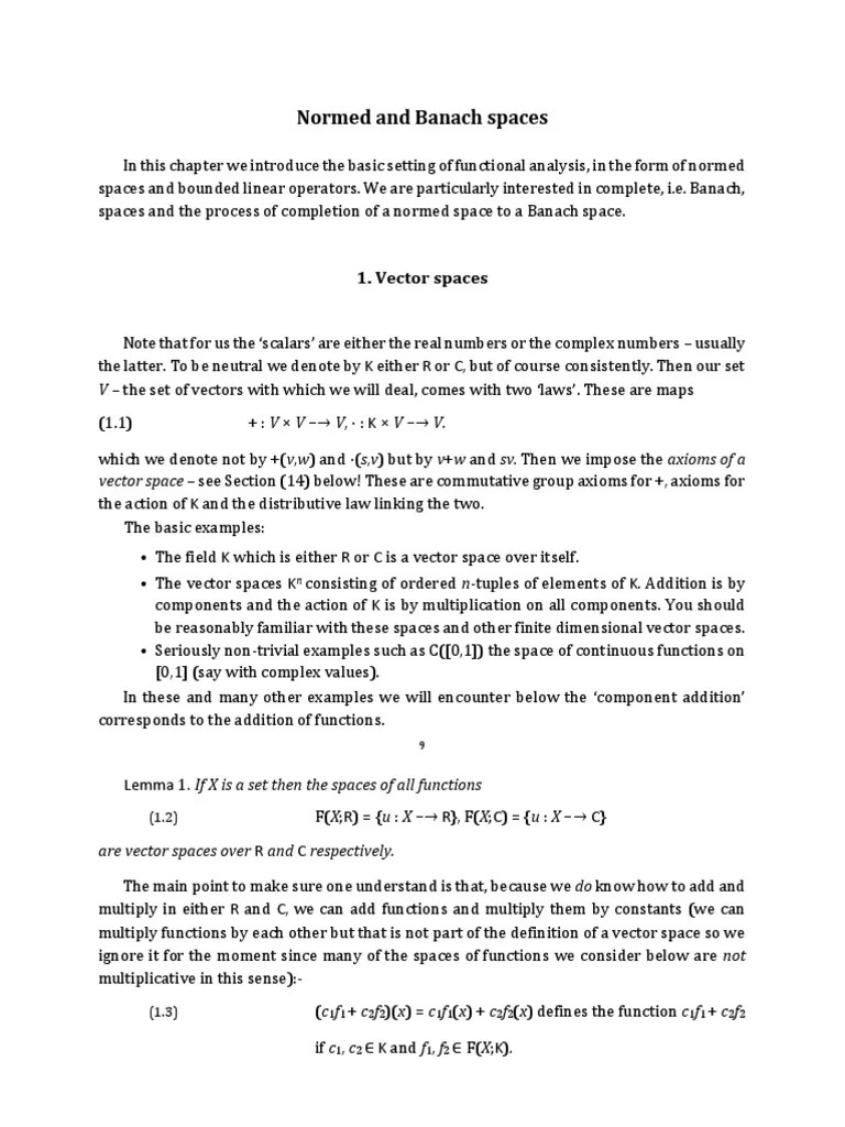 Functional Analysis Lecture Notes | PDF | Banach Space | Vector Space