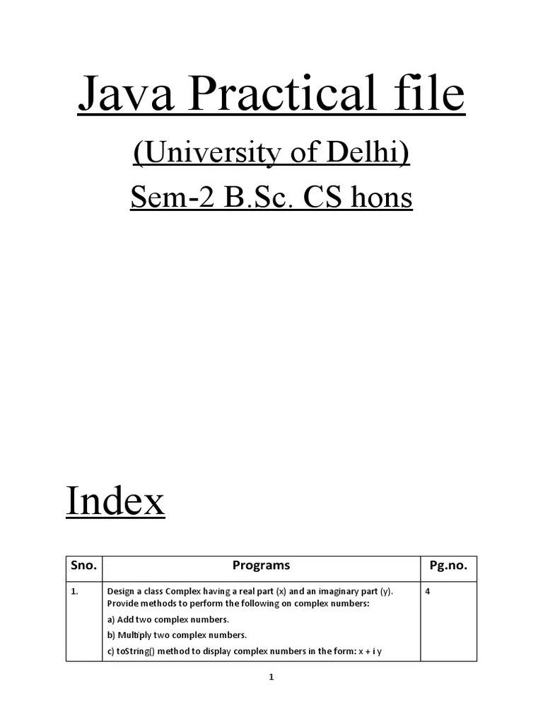 Java Practical File | PDF | Method (Computer Programming) | Constructor ...