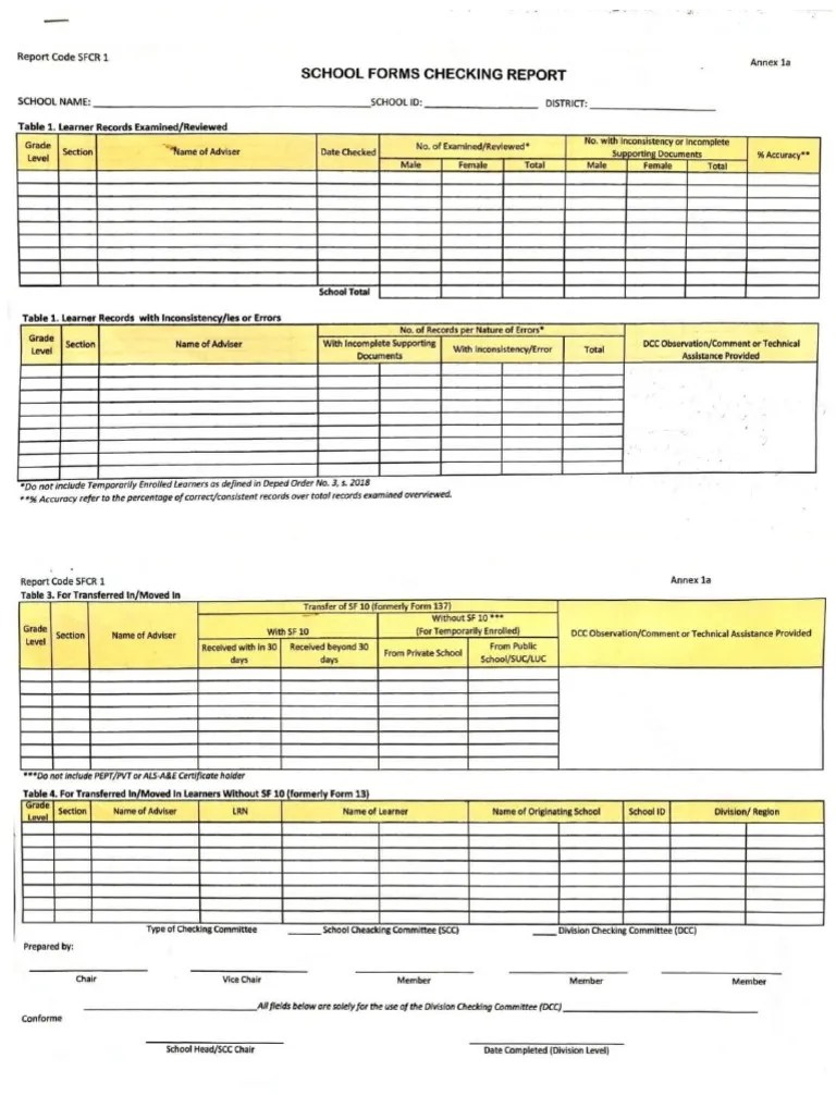 School Form Checking Report | PDF