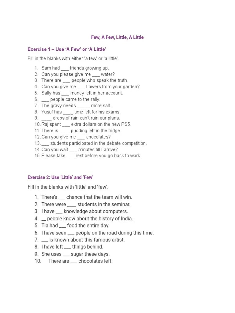 Few, A Few, Little, A Little | PDF | Language Arts & Discipline | Self ...