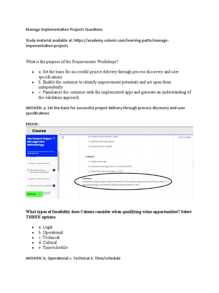 Manage Implementation Projects Questions | PDF | Implementation ...