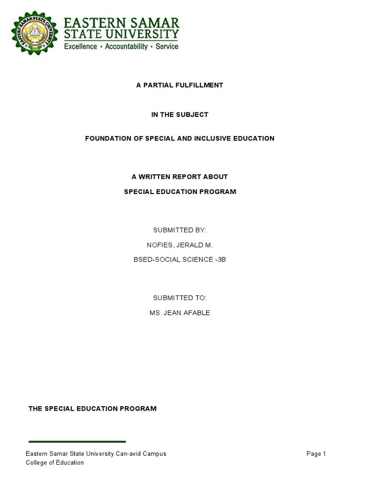 Special Education Program Pdf Special Education Schools