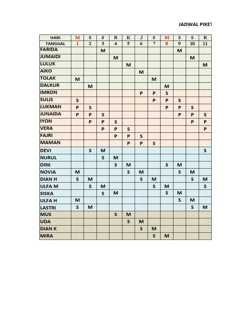 Jadwal Piket 1 | PDF