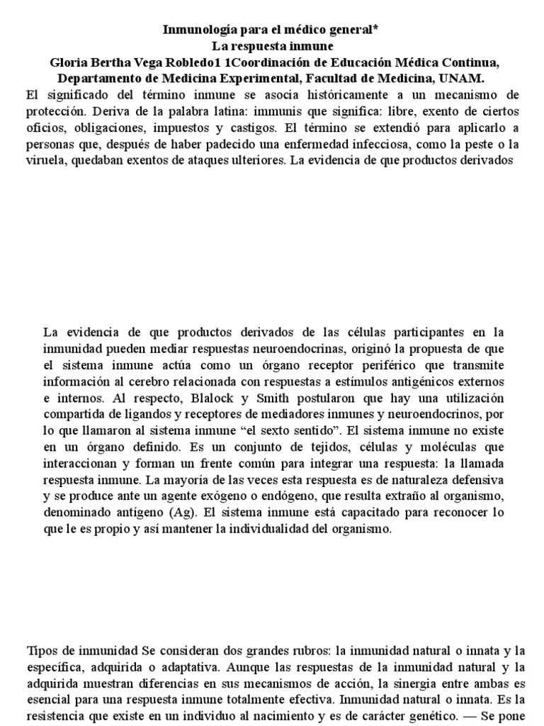 La Respuesta Inmune. Artículo. | PDF | Sistema Inmune | Anticuerpo