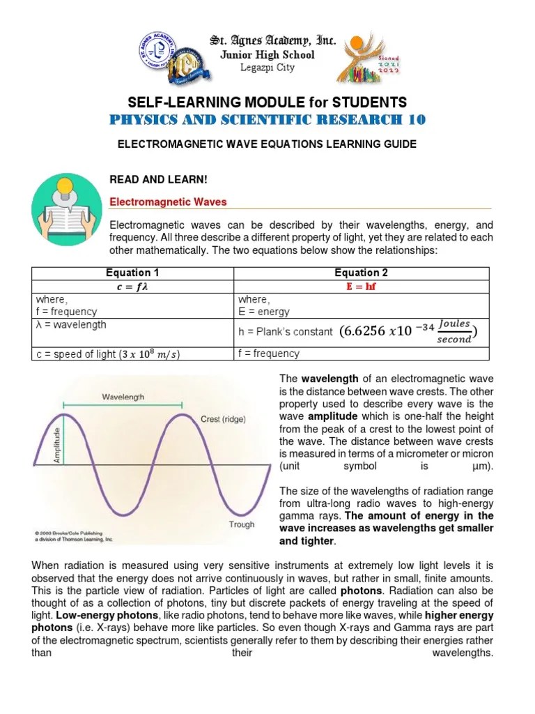 Electromagnetic Wave Equations Learning Guide | PDF | Electromagnetic ...