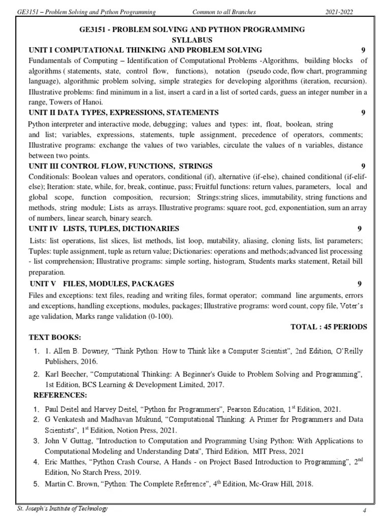 GE3151 Python Question Bank | PDF | Parameter (Computer Programming ...