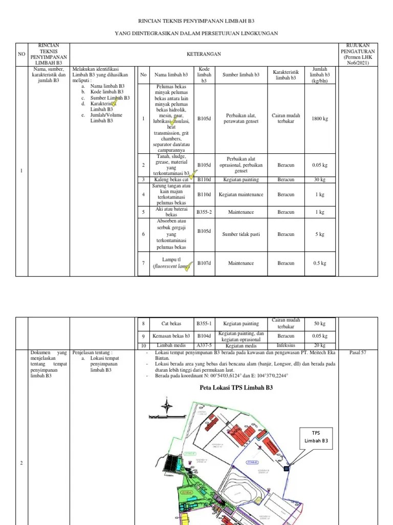 Rincian Teknis Penyimpanan Limbah B3 1 | PDF