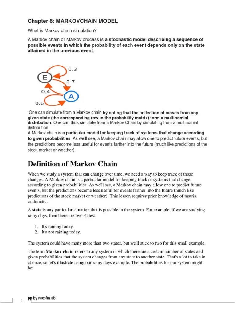 Chapter 8 Markov Chain Model | PDF | Markov Chain | Matrix (Mathematics)