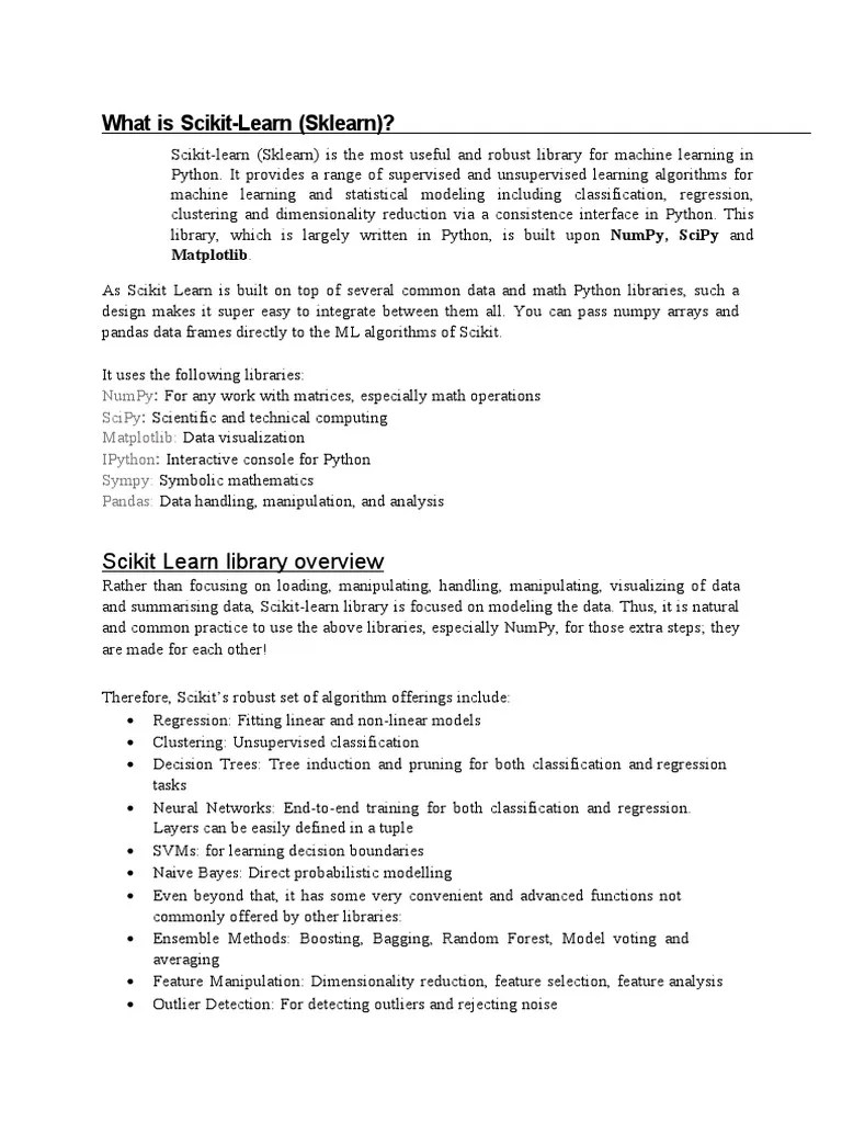 Scikit - Notes ML | PDF | Machine Learning | Statistical Classification