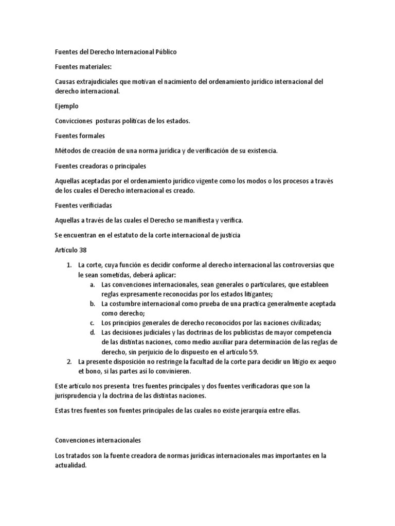 Fuentes Del Derecho Internacional Público | PDF | Derecho