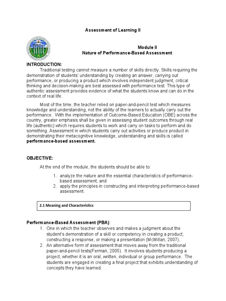 Assessment Learning 2. M2 | PDF | Educational Assessment | Learning