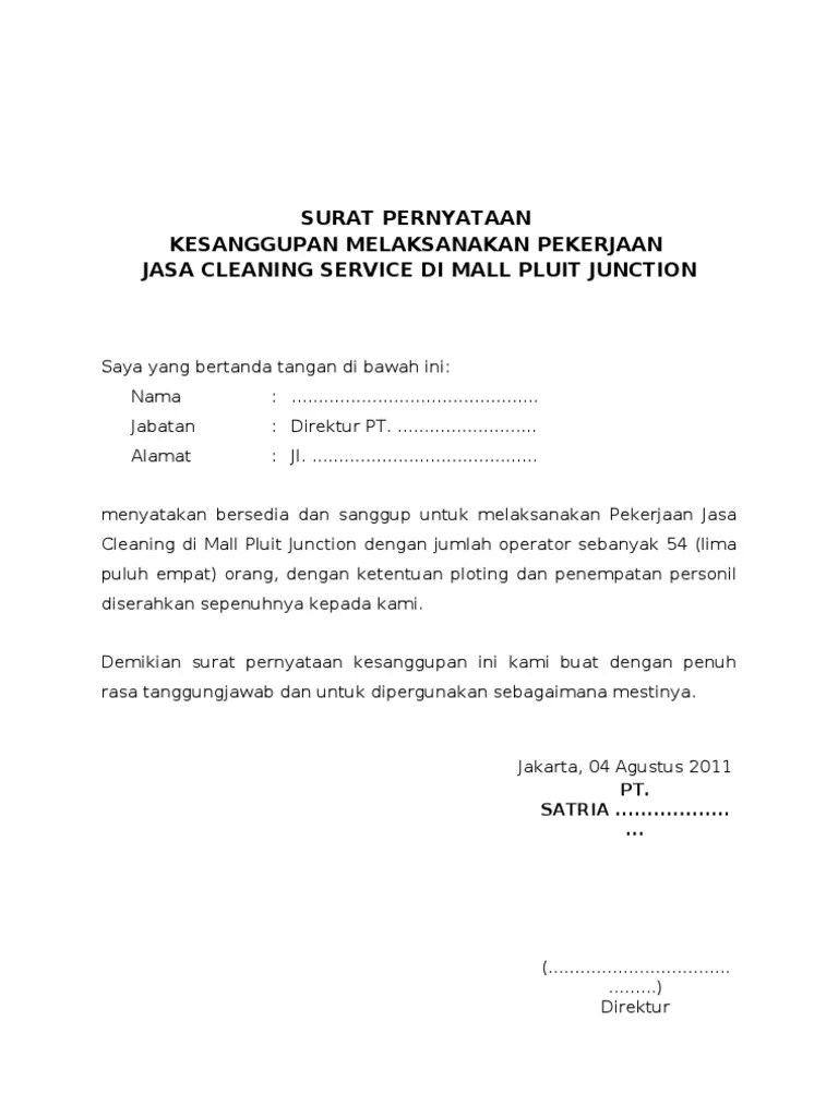 Kami yang bertanda tangan di bawah ini :. Surat Pernyataan Kesanggupan Pdf
