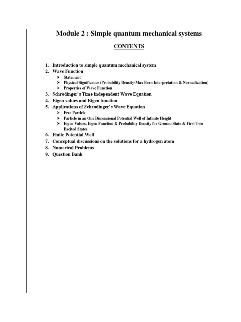Module 2 - Simple Quantum Mechanical Systems | PDF | Wave Function | Waves