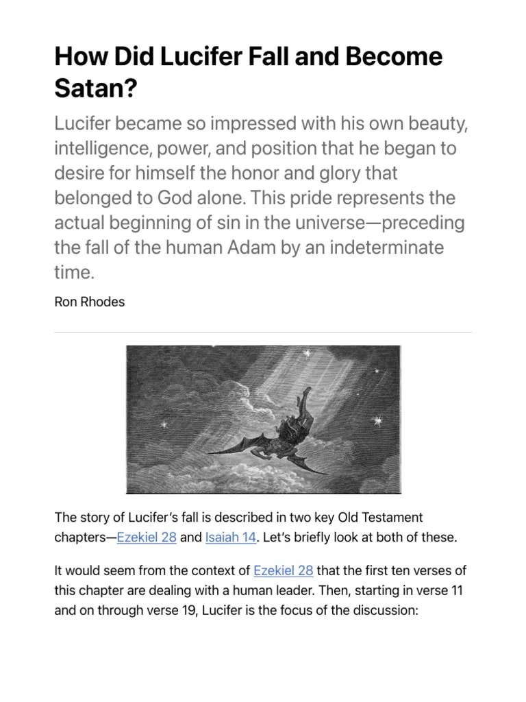 The Story Of Lucifer - How Did He Fall And Become Satan? | PDF | Satan ...