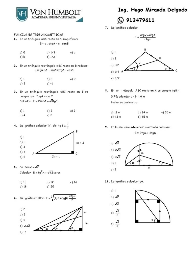 Funciones Trigonometricas | PDF | Geometría Elemental | Geometría Del Plano Euclidiano