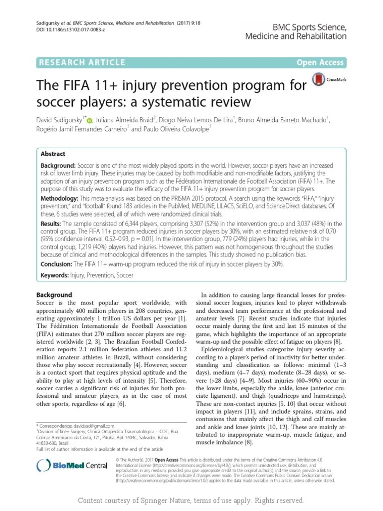The FIFA 11 Injury Prevention Program For Soccer P | PDF | Systematic ...