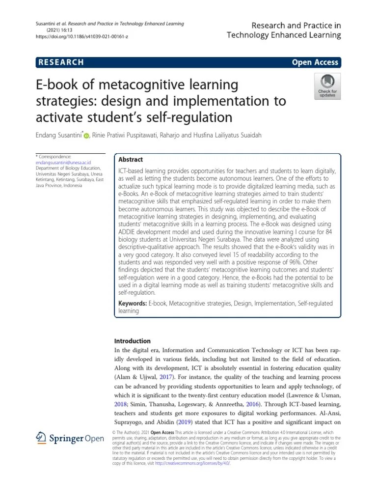 E-Book Of Metacognitive Learning Strategies Design | PDF ...
