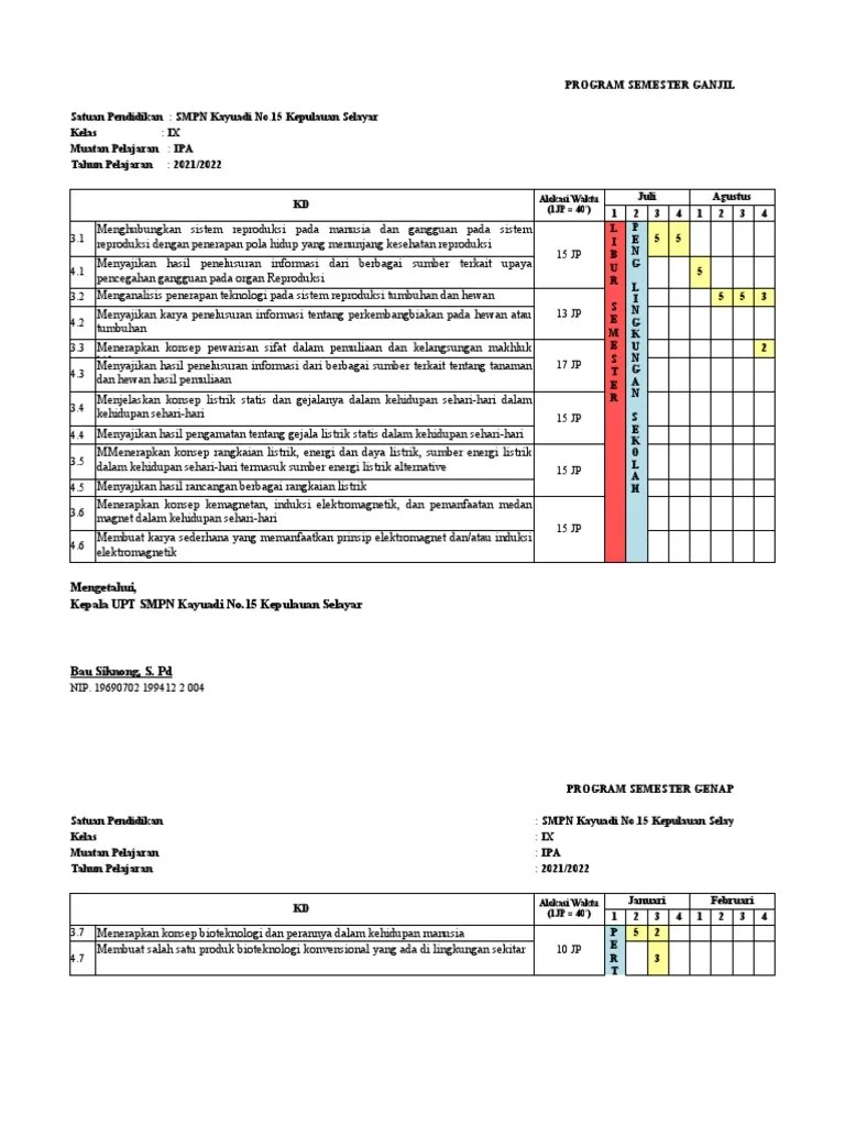 Program Semester 1 | PDF