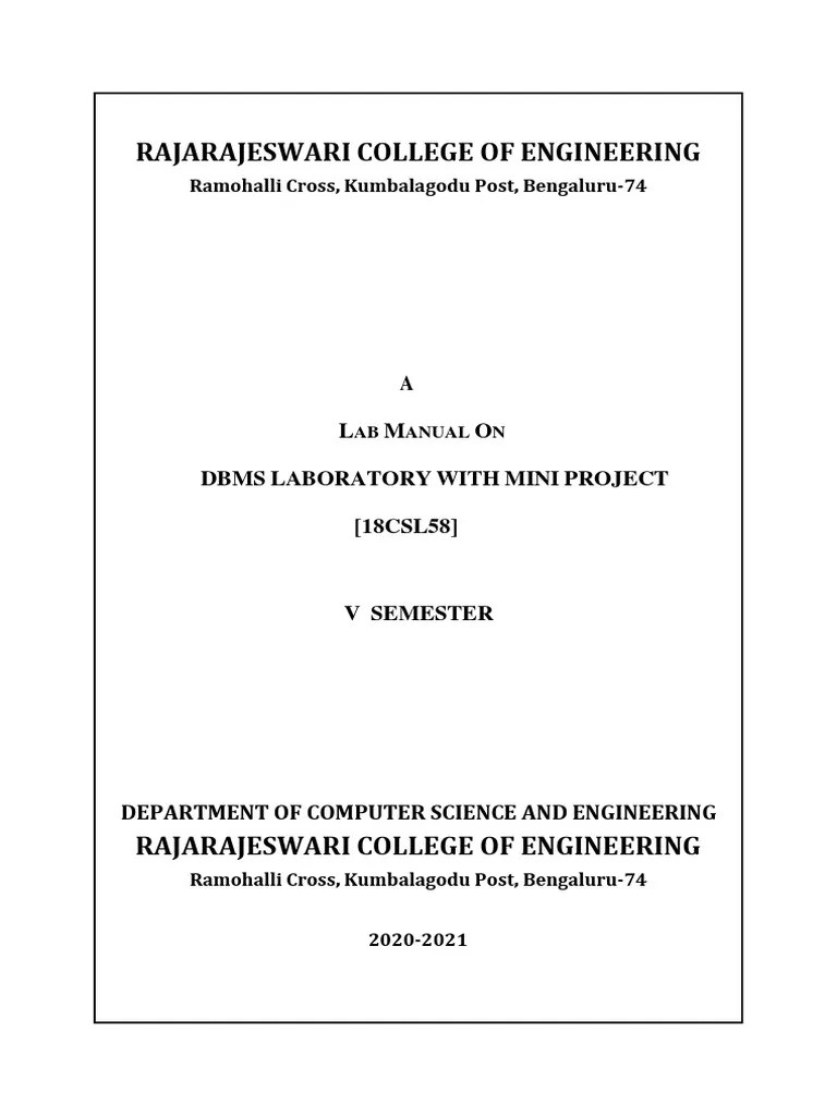 DBMS Lab Manual | Download Free PDF | Relational Database | Relational ...