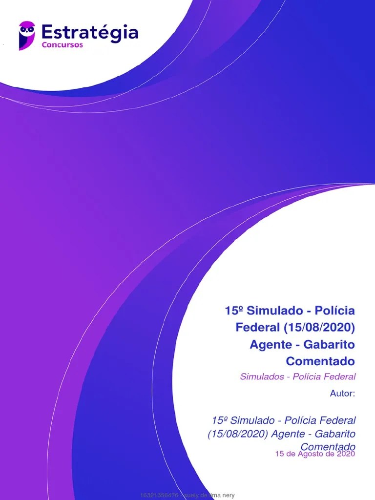 Curso 140715 14 Simulado Policia Federal 15 08 2020 Agente Gabarito ...