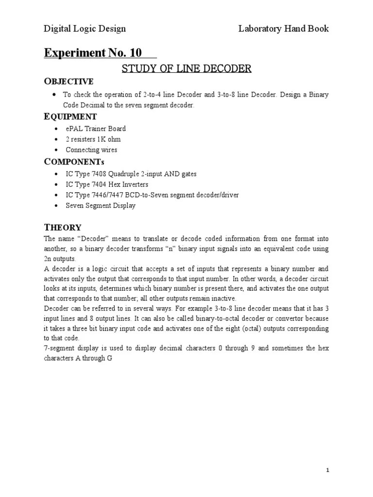 Digital Logic Design Exp. No. 10 | PDF | Logic Gate | Binary Coded Decimal