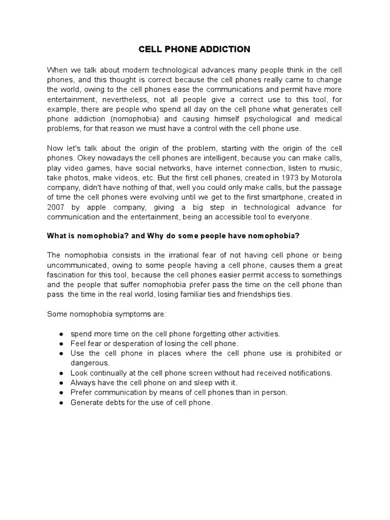 Cell Phone Addiction | PDF | Psychology | Mental Health