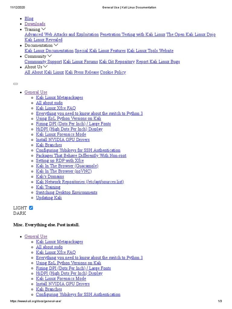 General Use - Kali Linux Documentation | PDF | Linux | Computing