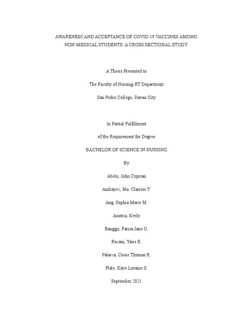 Awareness And Acceptance Of Covid-19 Vaccines Among Non-Medical Students - A Cross Sectional ...
