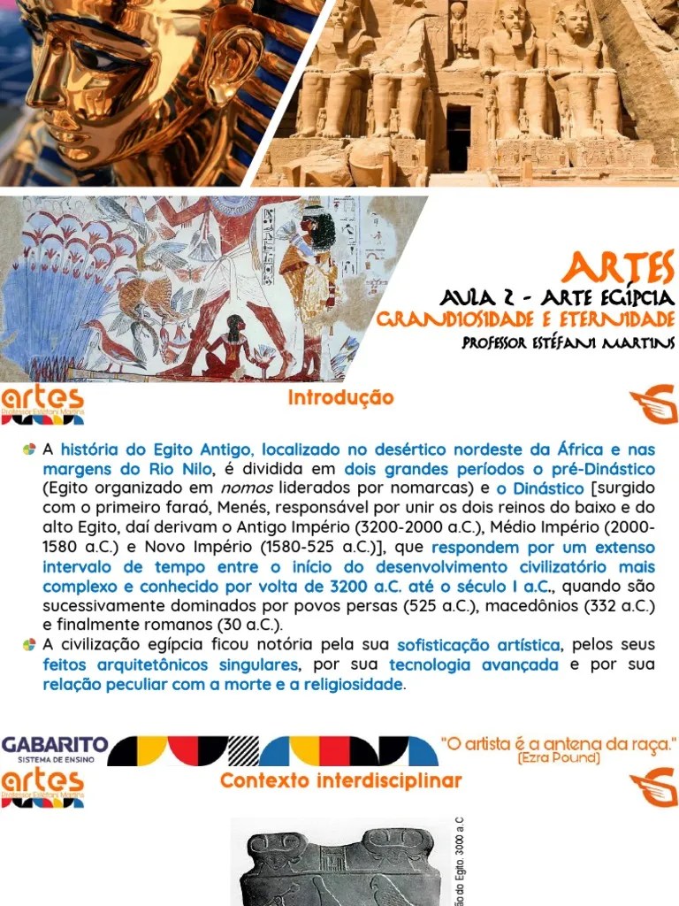 2.artes - 2021 - Arte Egípcia | PDF | Antigo Egito | Pirâmides Egípcias