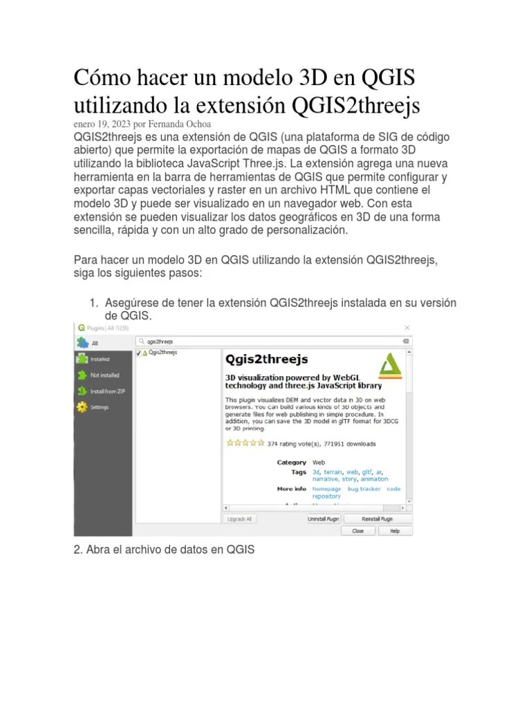 06 Cómo Hacer Un Modelo 3D En QGIS Utilizando La Extensión QGIS2threejs | PDF