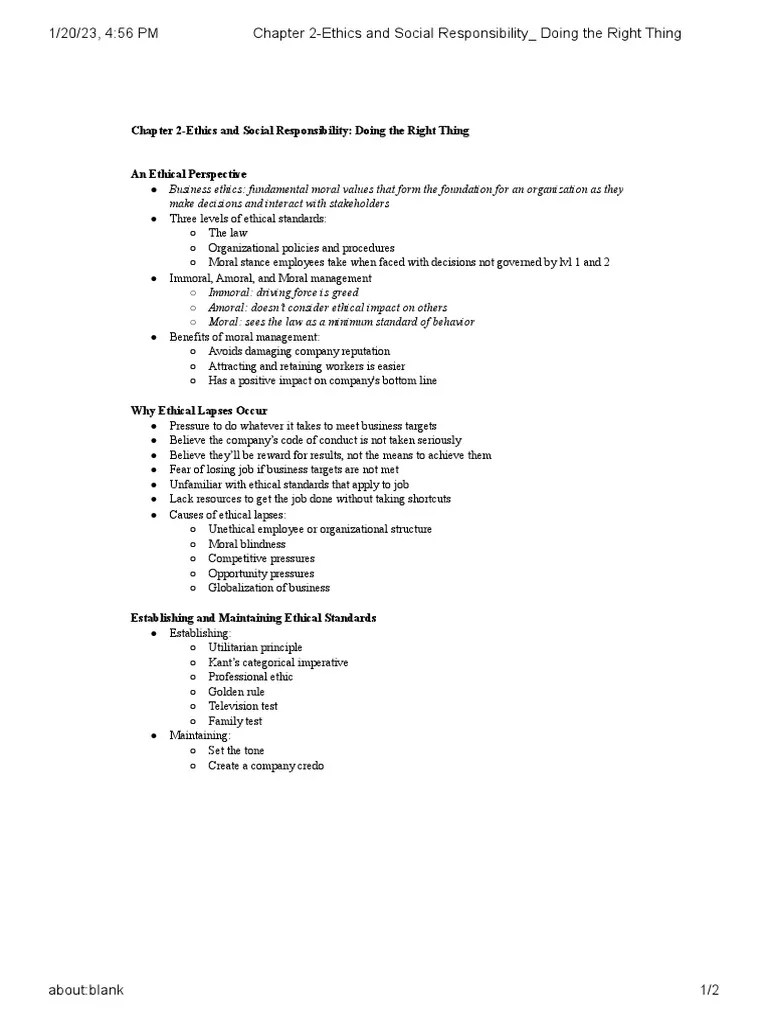 Chapter 2-Ethics And Social Responsibility - Doing The Right Thing | Download Free PDF ...