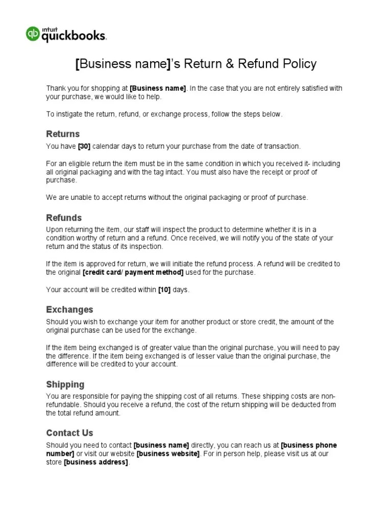 Return Policy Template 1 | PDF
