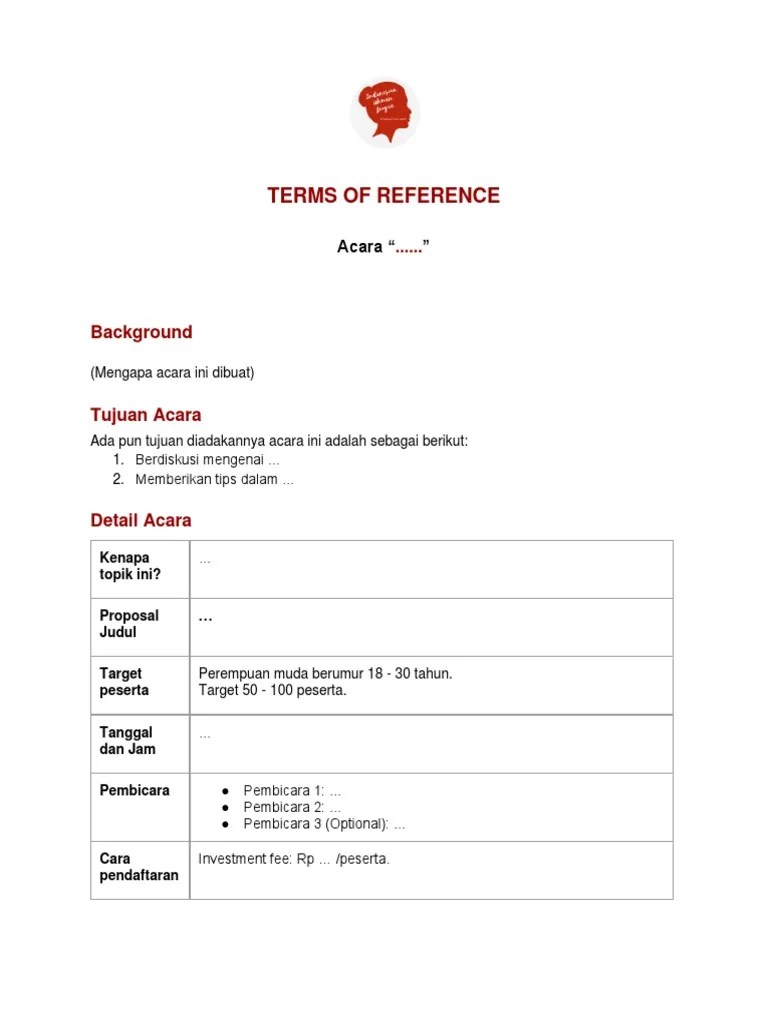 Contoh Terms Of Reference Iwl | PDF