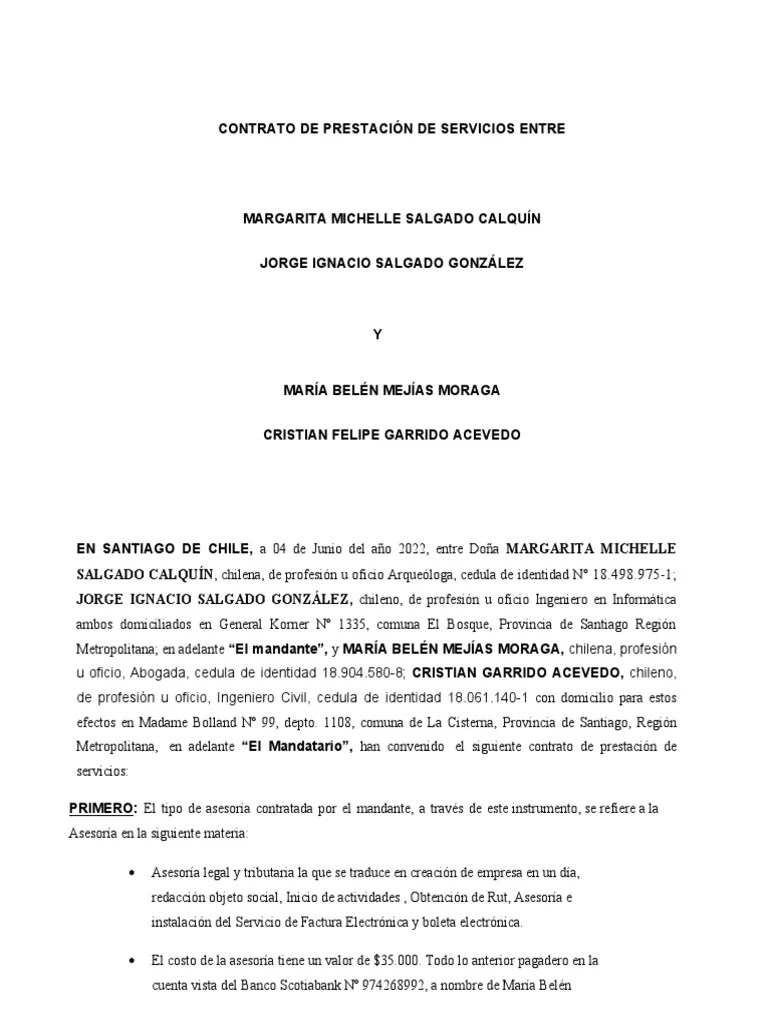 Contrato Prestacion De Servicios 1 | PDF | Chile | Justicia